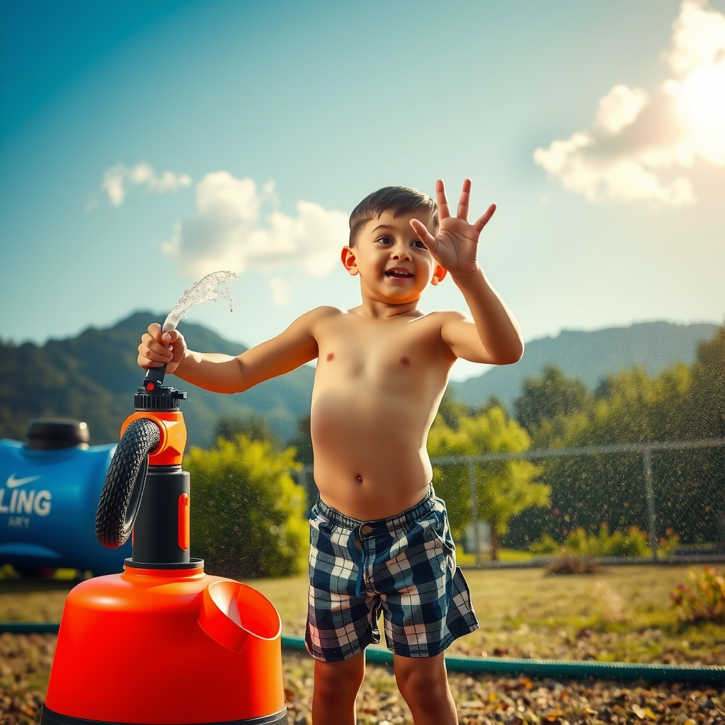 Boy Inflates Belly with Hose, Brother Applauds