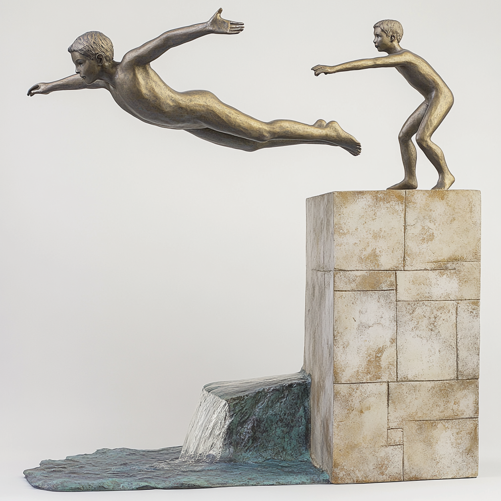 Boys Diving: Playful and Elegant Sculpture