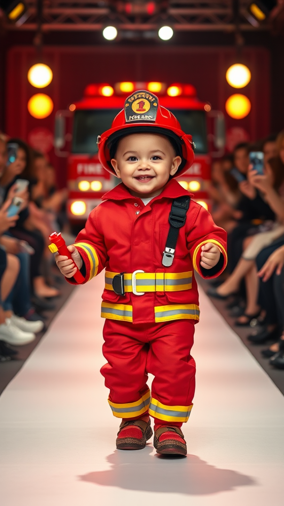 Brave Firefighter Baby Steals Fashion Show Spotlight