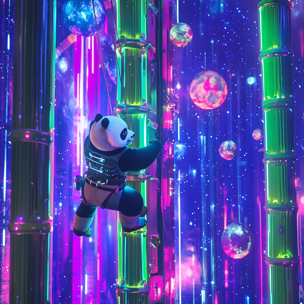 Kung Fu Panda Climbs Cosmic Space Wall