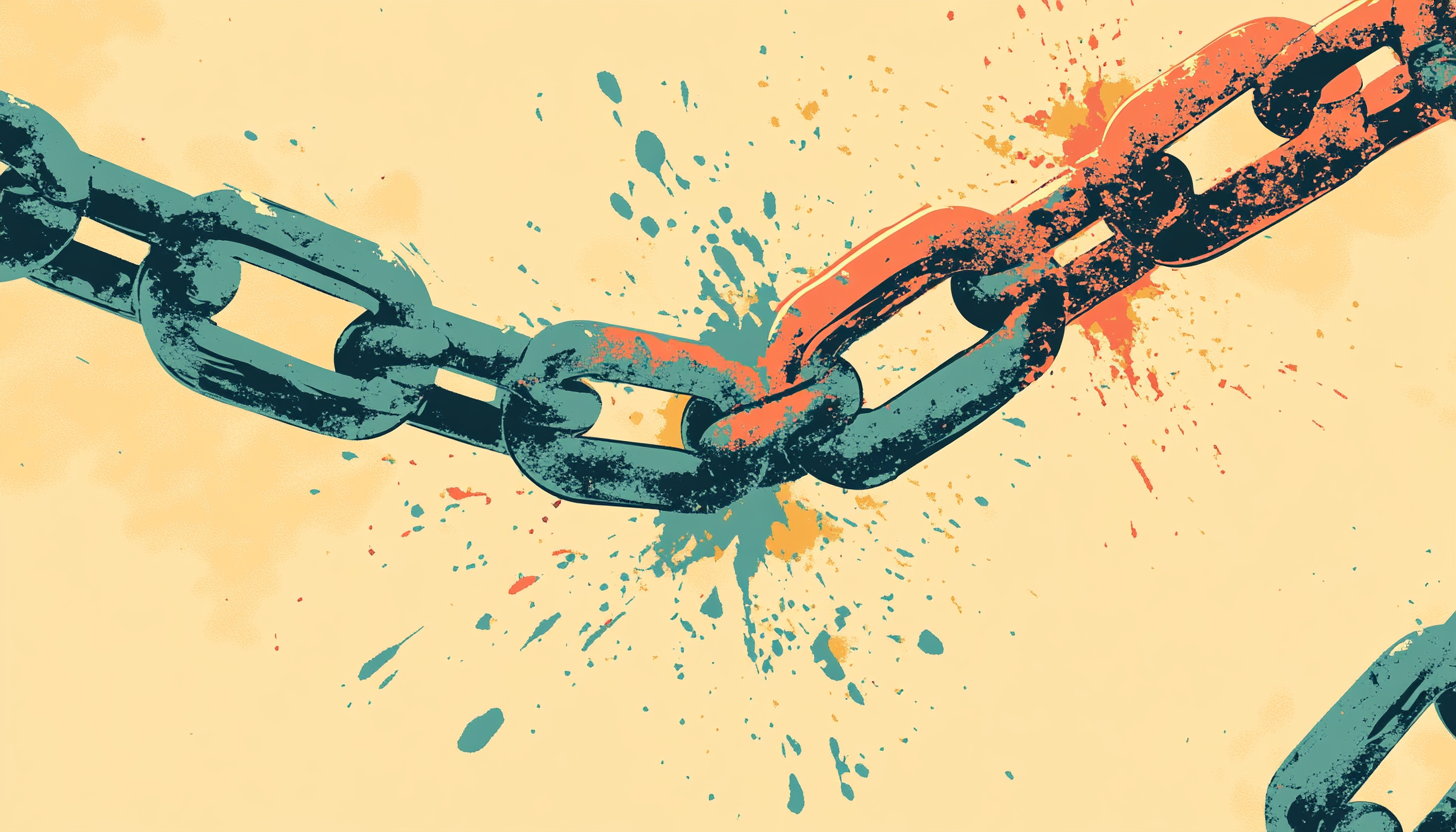 Vector Illustration of Breaking Chain Links in Bright Colors