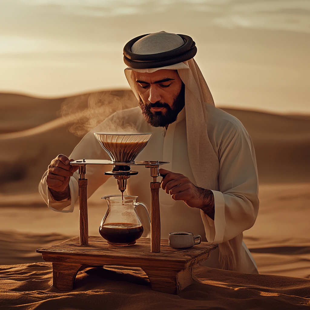 Brewing Coffee in Desert: Traditional Arab Bedouin Style