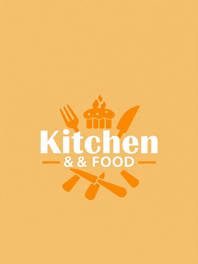 Bright kitchen logo on brown paper, organic theme.