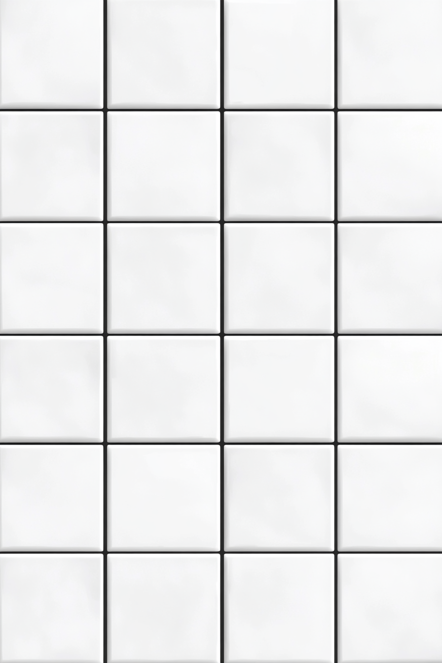 Bright white square tile wall background details focus