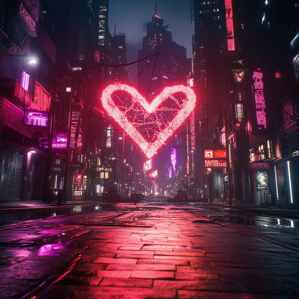 Broken Heart City at Night: A Neon Dream