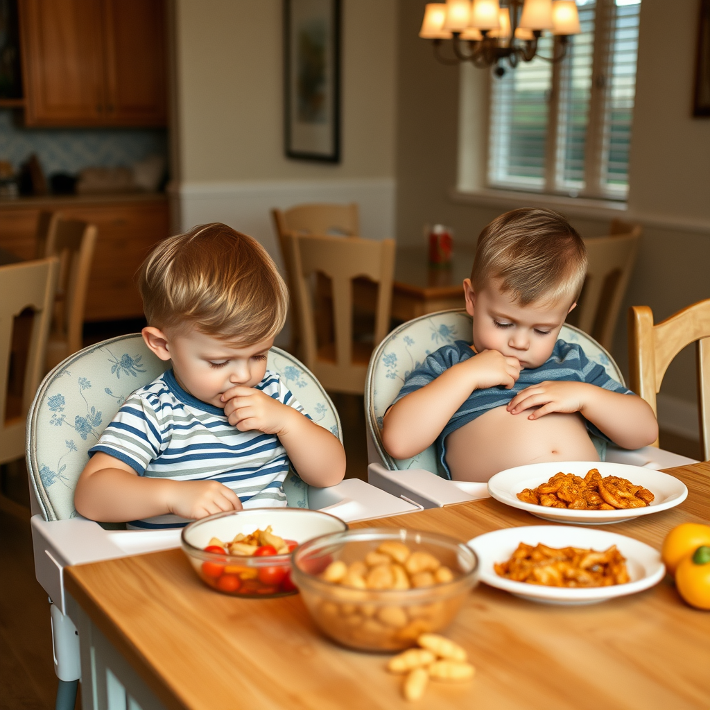 Brothers Eating and Growing Bigger at Dinner