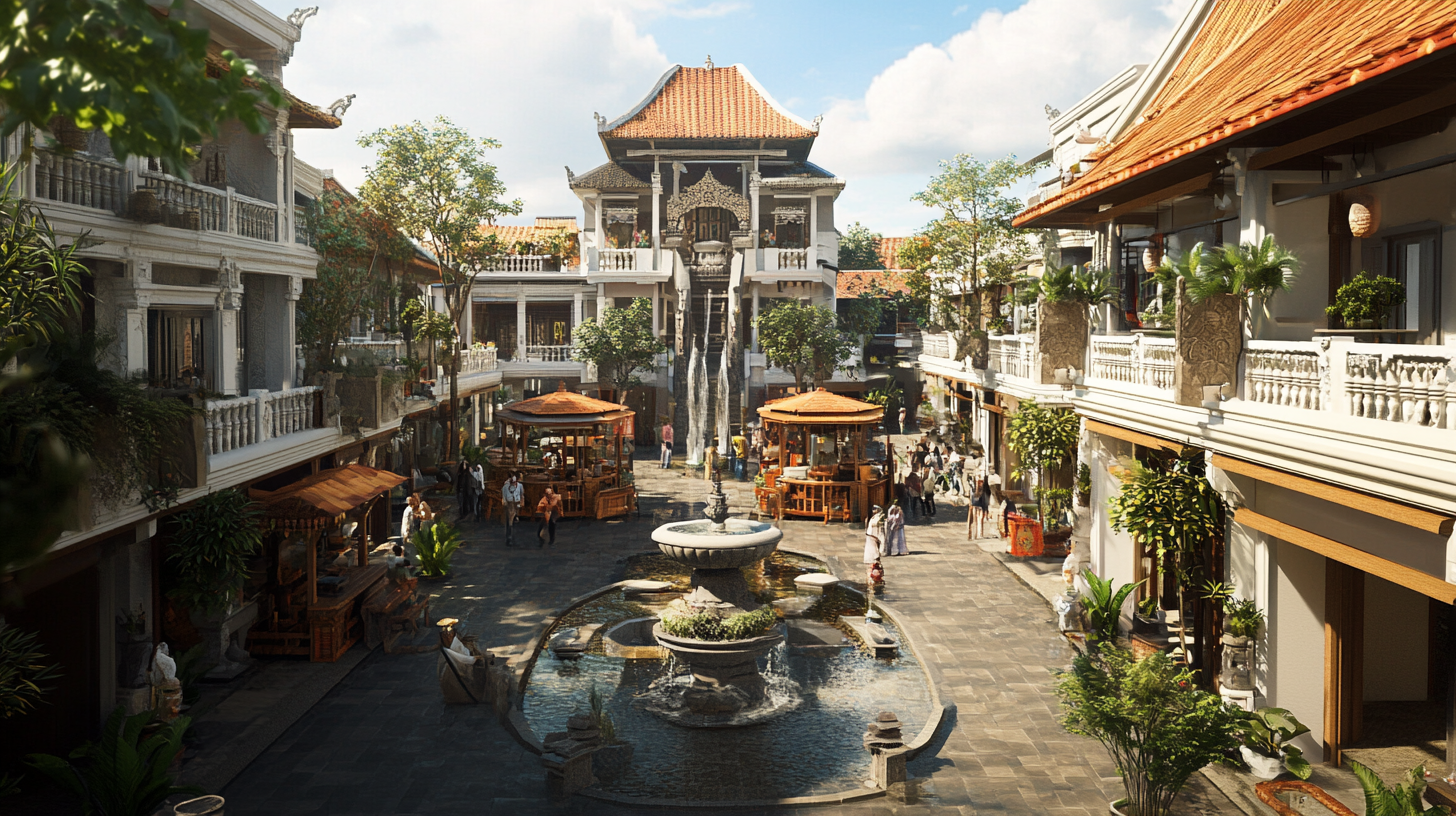 Busy 3-Story Mall with Modern Bali Design