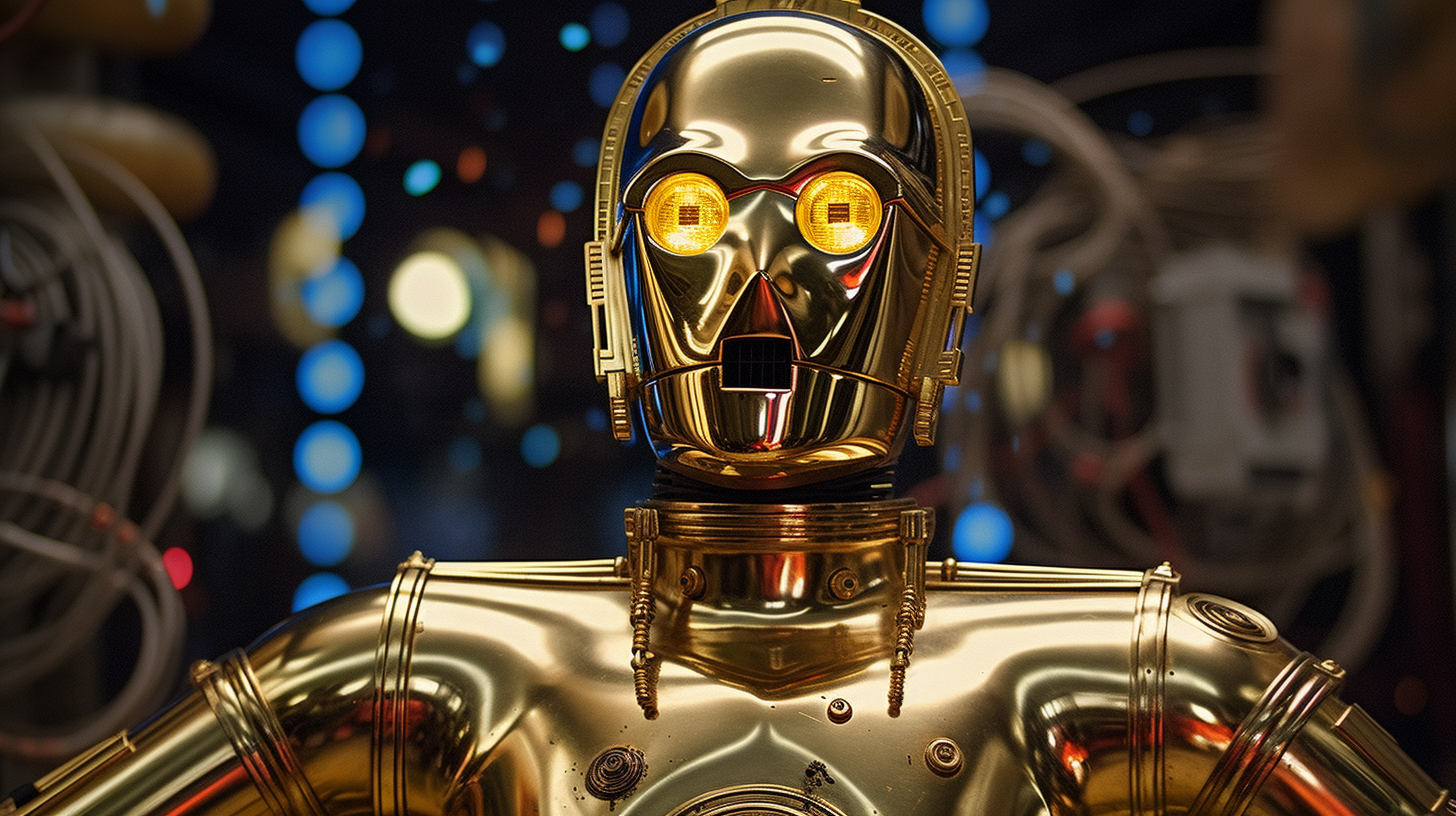 C-3PO: Golden Robot with Expressive Eyes