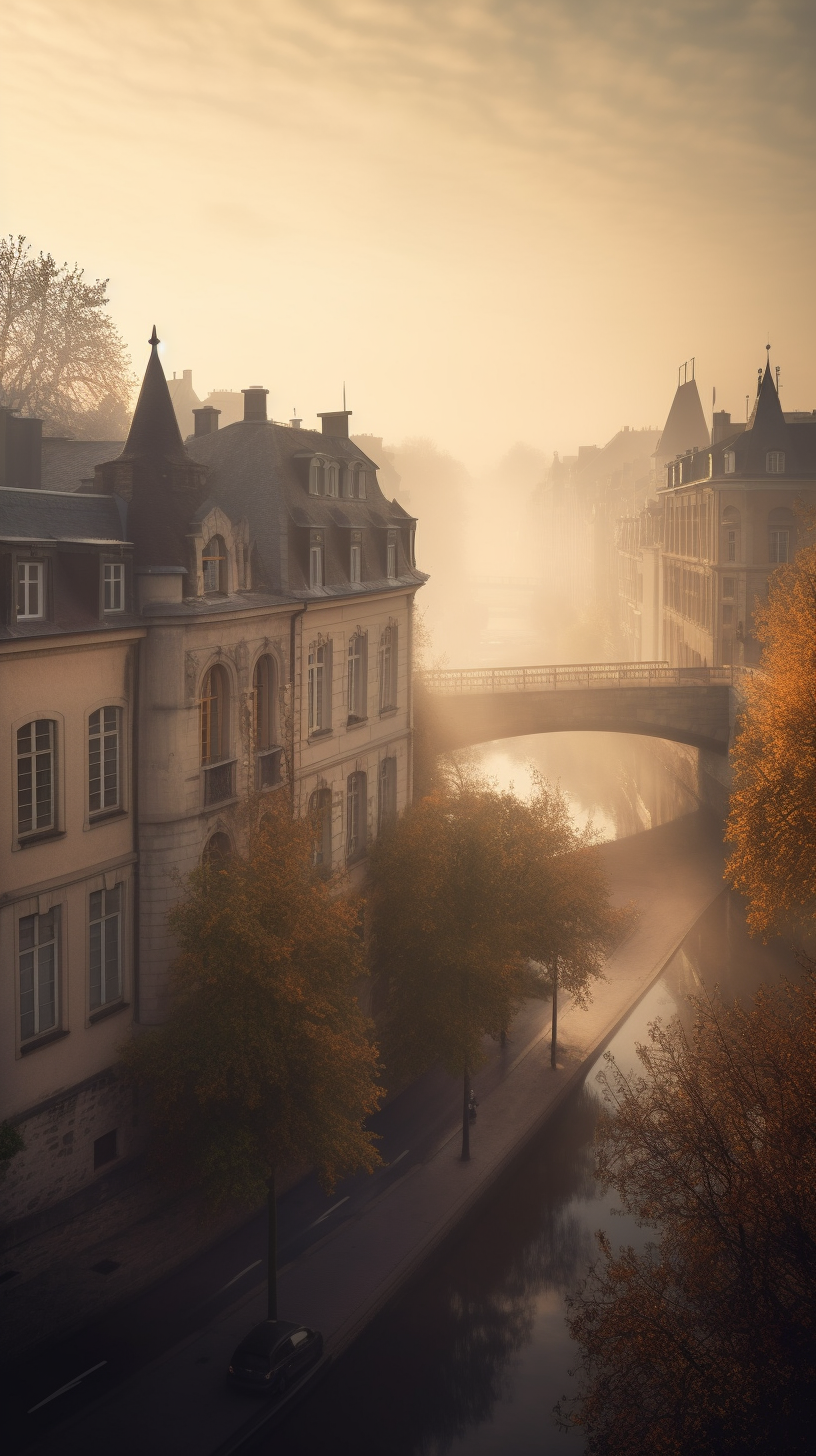 Calm Dawn in Luxembourg City with Adolphe Bridge