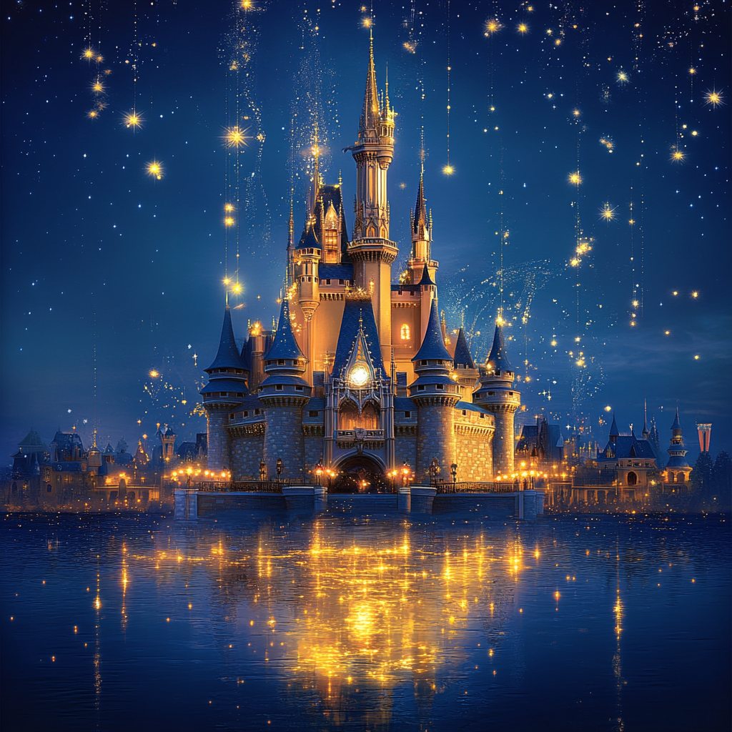 Captivating Disney bag advertisement background with elegant, magical ambiance.