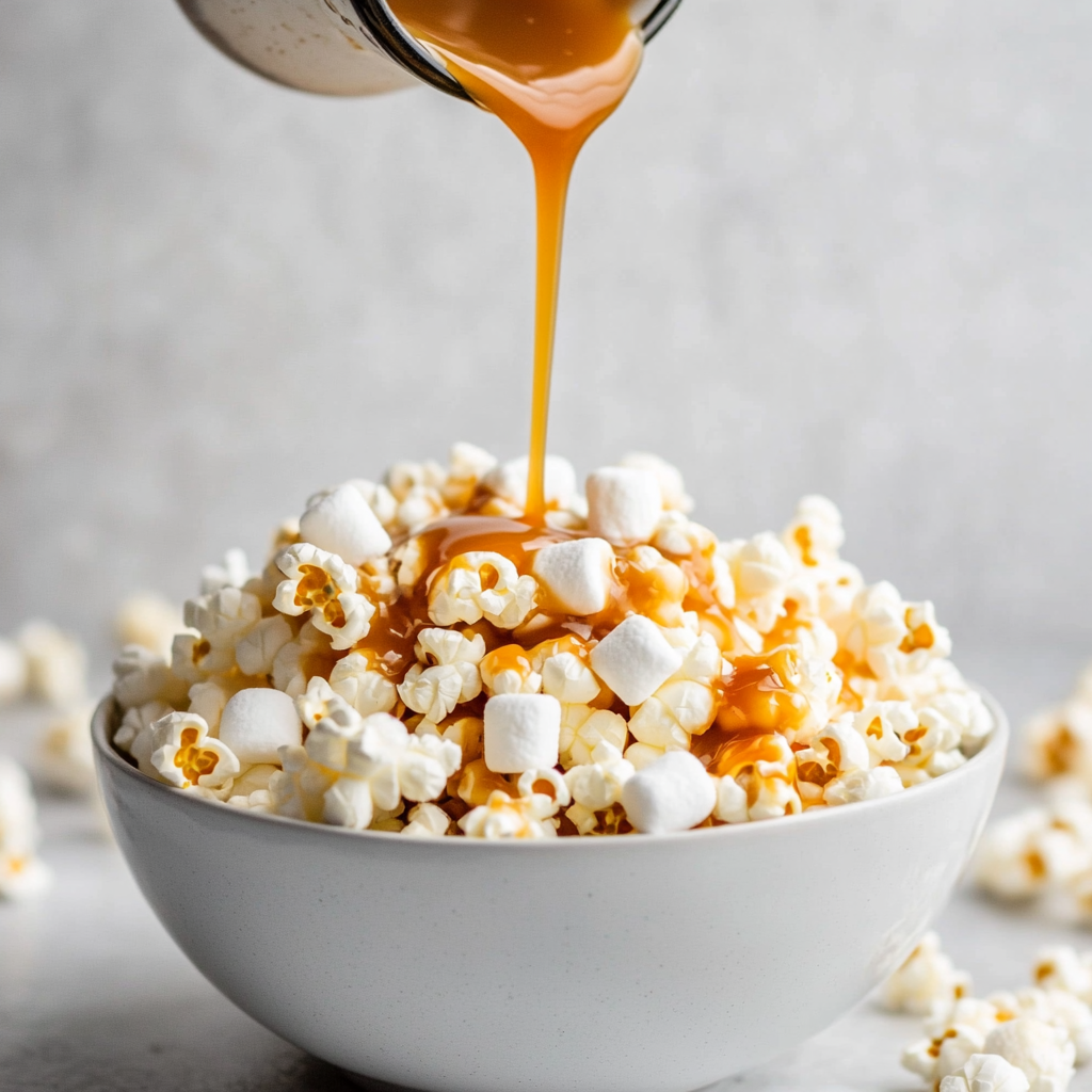 Caramel Marshmallow Popcorn Bowl: Sticky, Sweet Delightful Treat