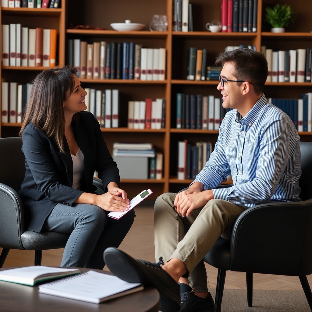 Career counselor in action helping client.