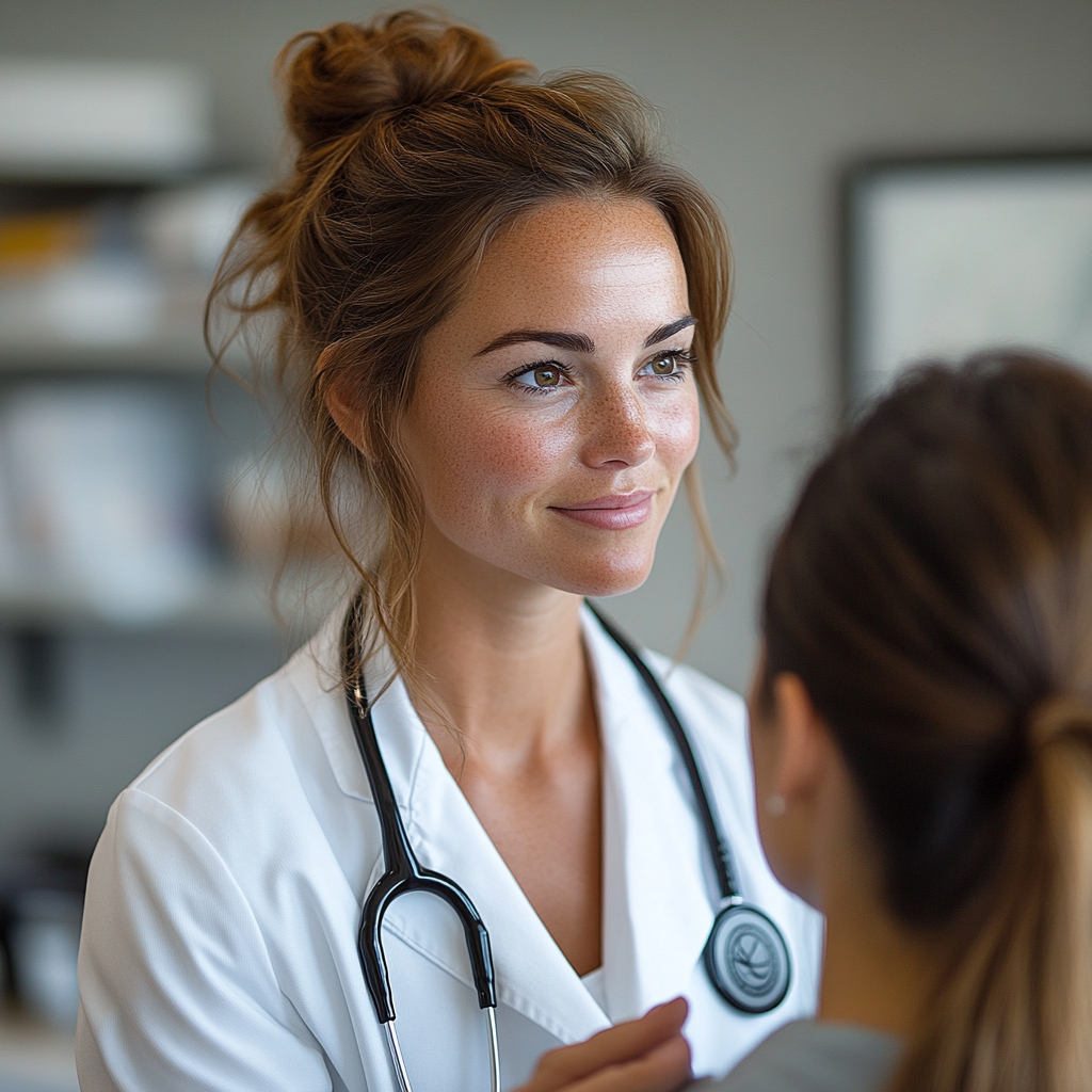 Caring Doctor Examines Patient in Bright Office