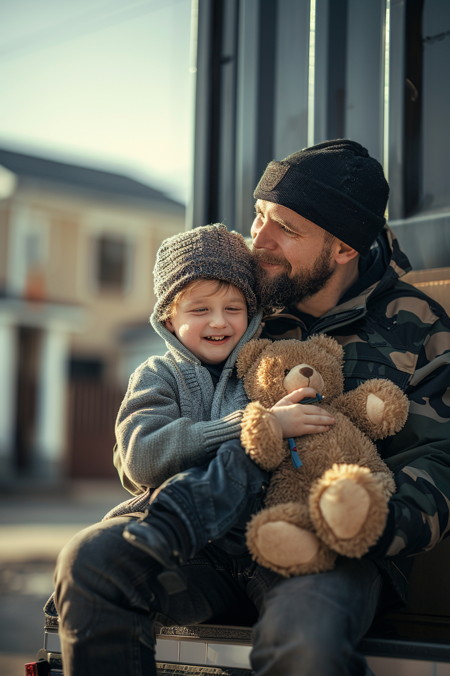 Carl Moving Worker Sharing Moment with Child