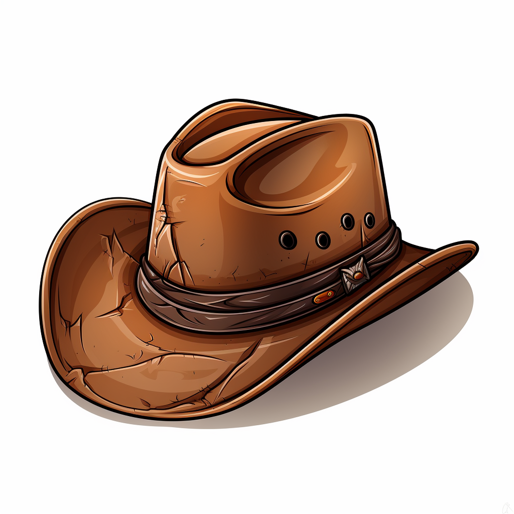 Colorful Cartoon Cowboy Hat on White Background