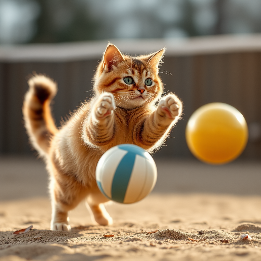 Cat Playing Volleyball Sample AI Image