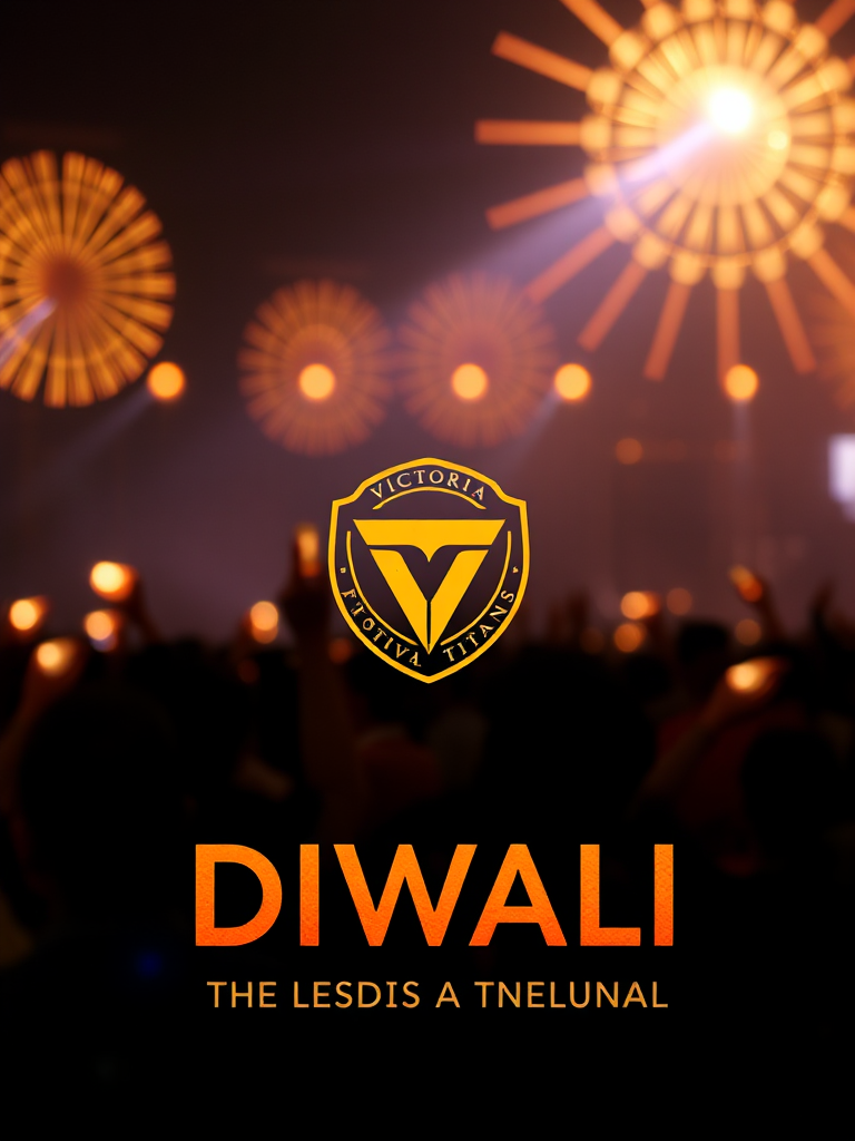 Celebrating Diwali with Victoria Titans logo in center.