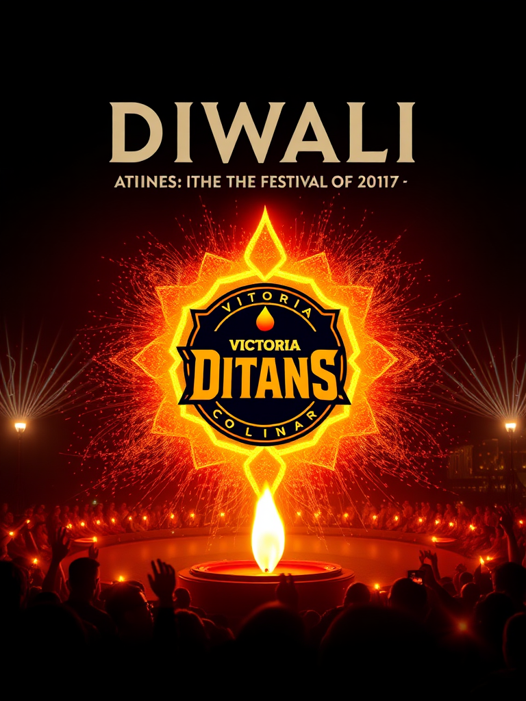 Celebrating Diwali with Victoria Titans logo.