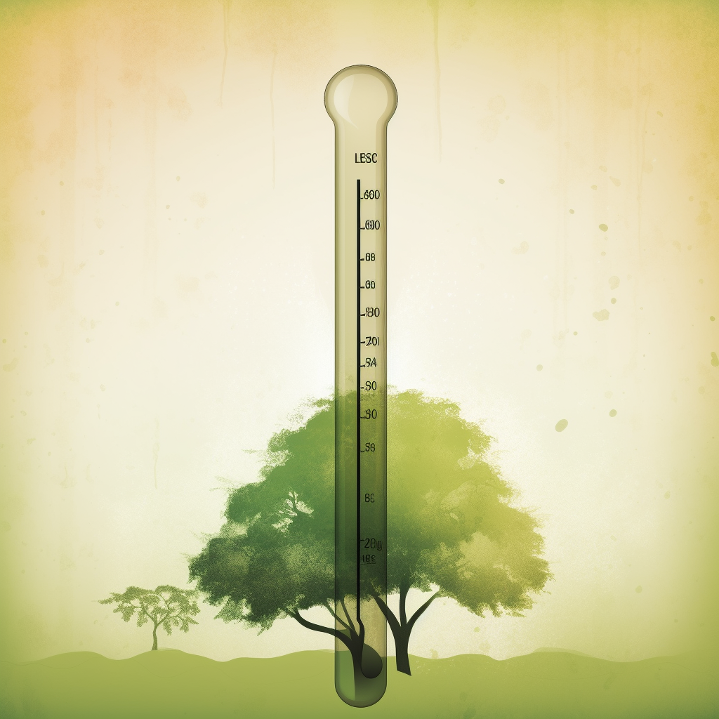 Celsius and Fahrenheit thermometer with green mercury rising