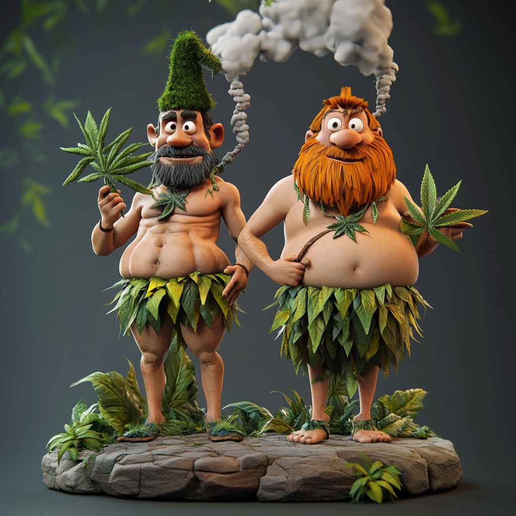 Characters from Stone Age TV show smoke marijuana.