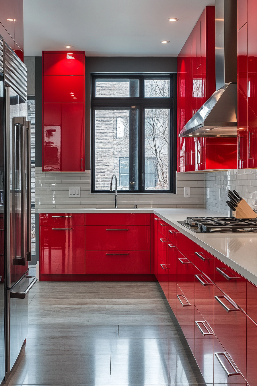 Cheerful Red Kitchen with Modern Touches