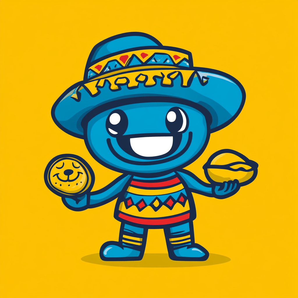 Cheerful Salvadorian Mascot Logo for Pupuseria Restaurant