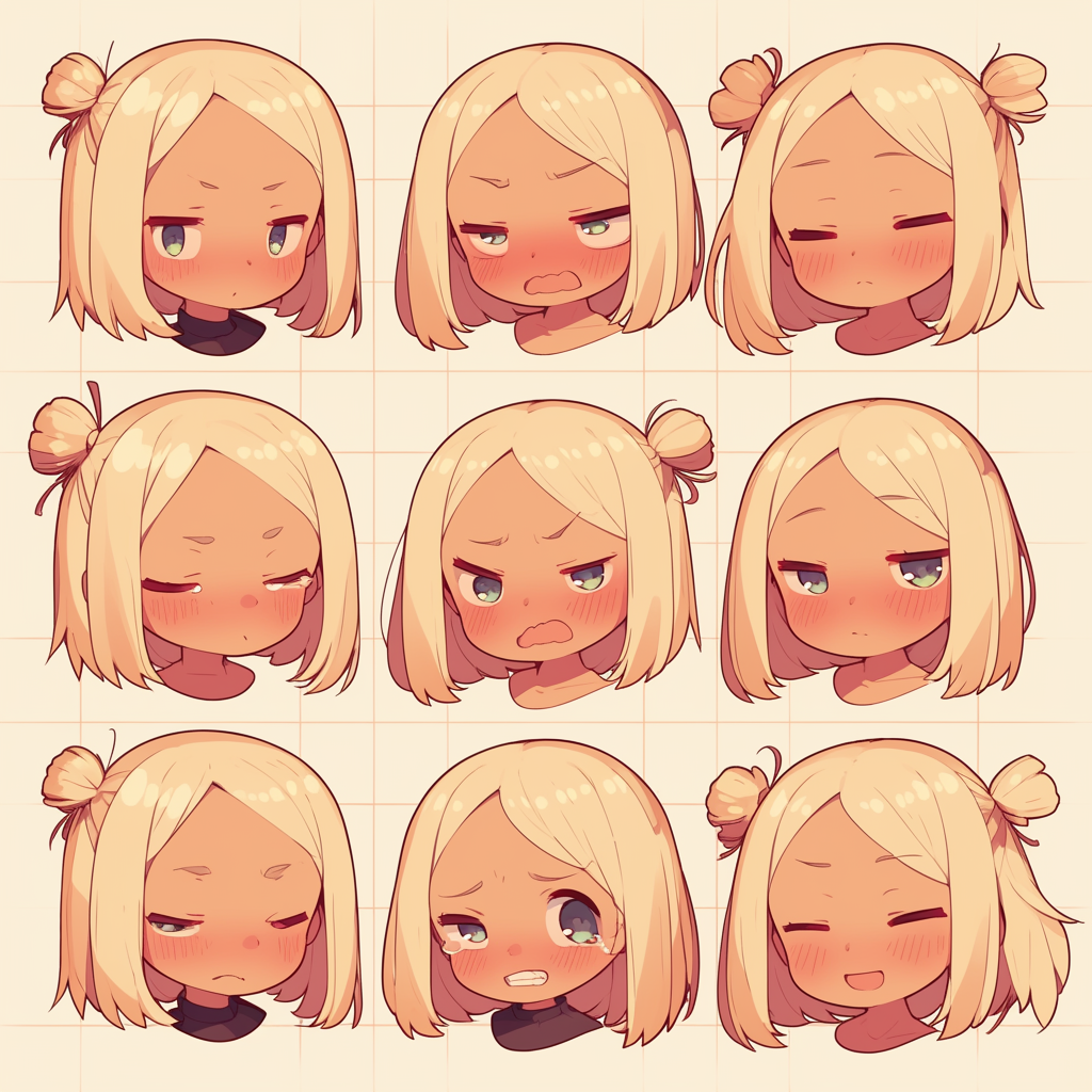 Chibi Gal with Blonde Hair in Various Outfits