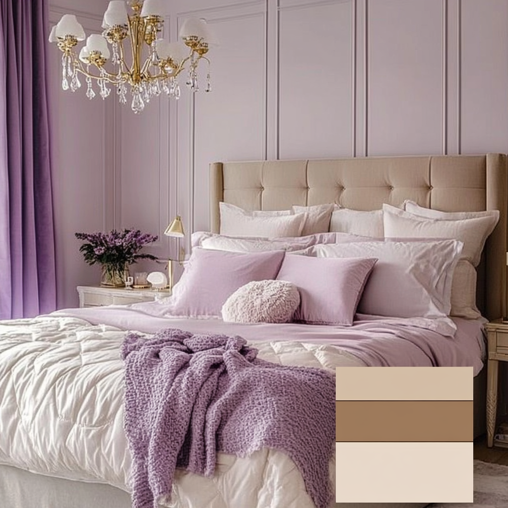 Chic Lavender Bedroom: Luxurious, Cozy Elegance