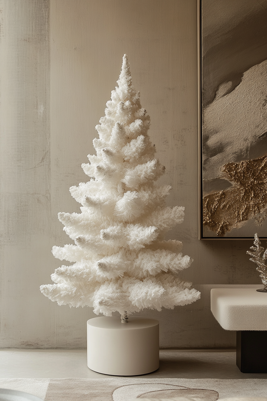 Chic Mini White Christmas Tree in Elegant Room