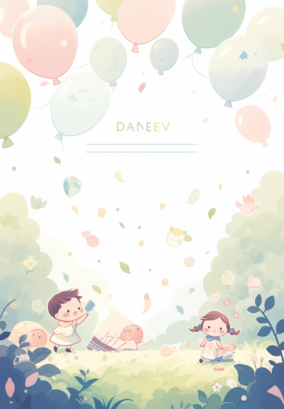 Child-friendly A4 background with soft pastel colors and illustrations.