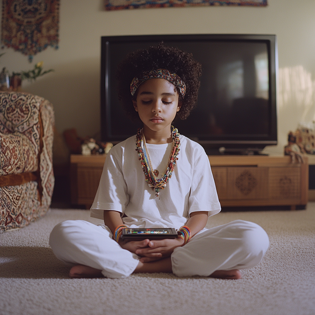 Child with unique gender identity wears cultural clothing.