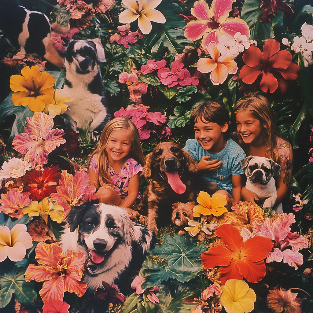 Children, Pets, and Flowers on Hawaii Vacation