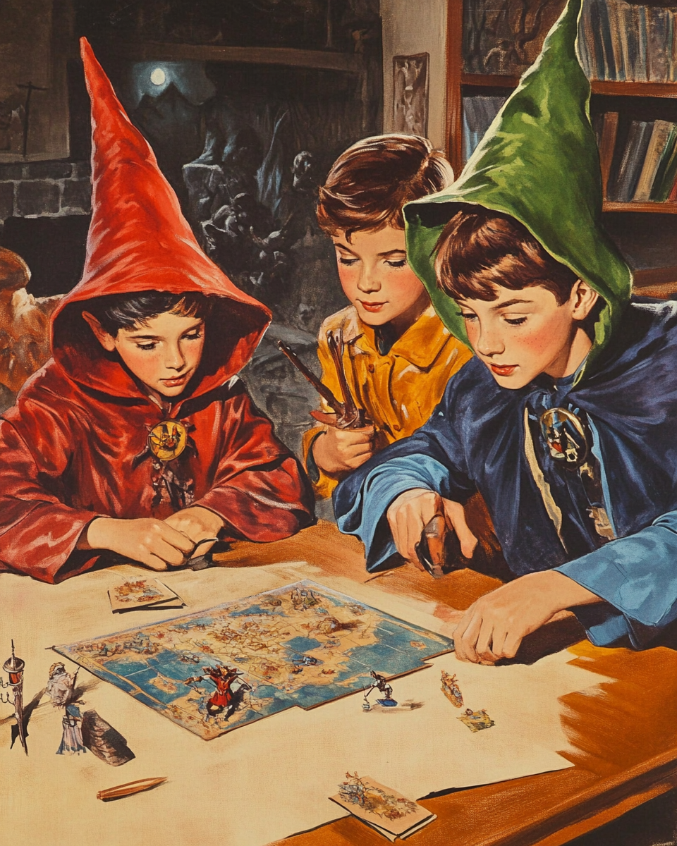 Children in wizard costumes playing dungeons and dragons