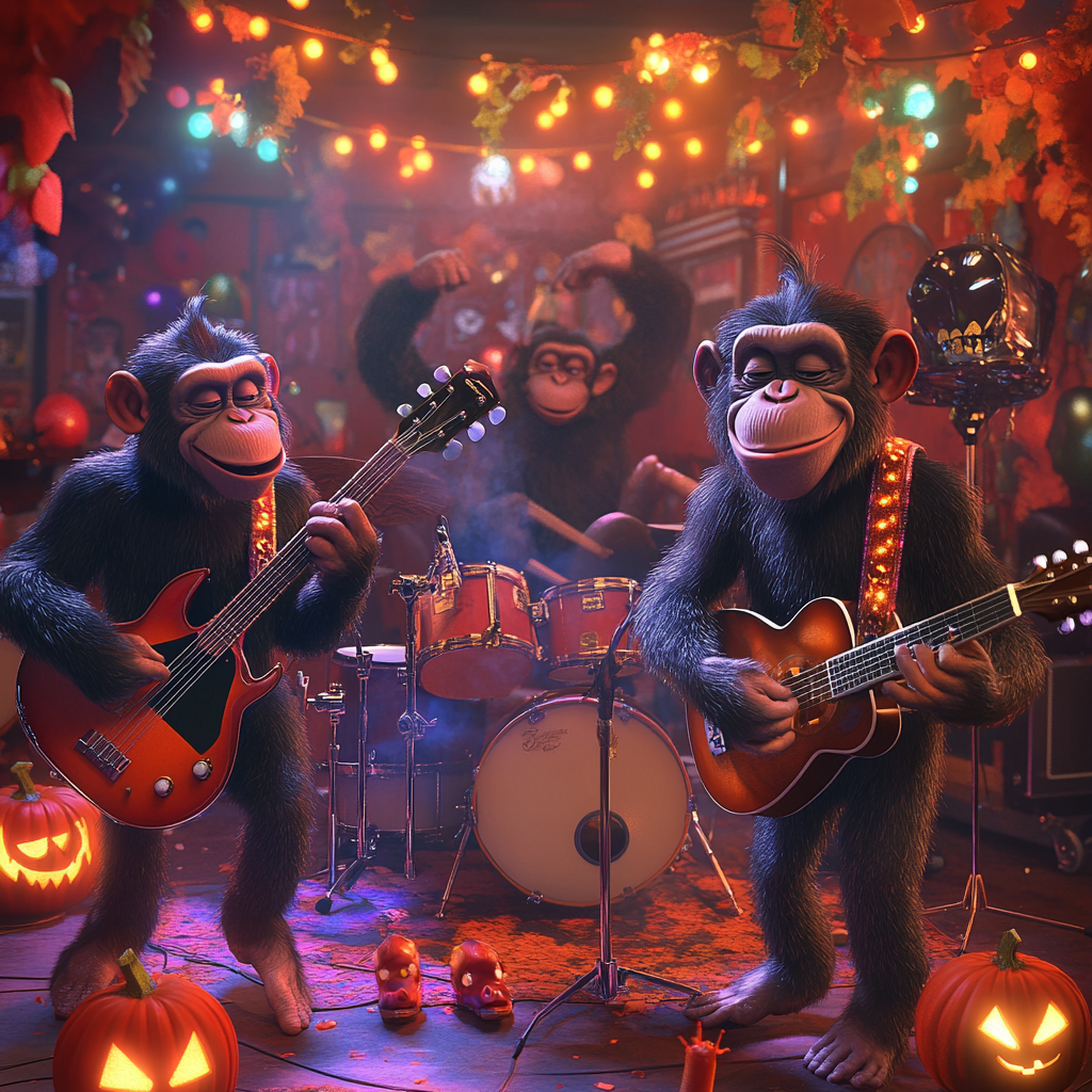 Chimp band rocks Halloween night club show