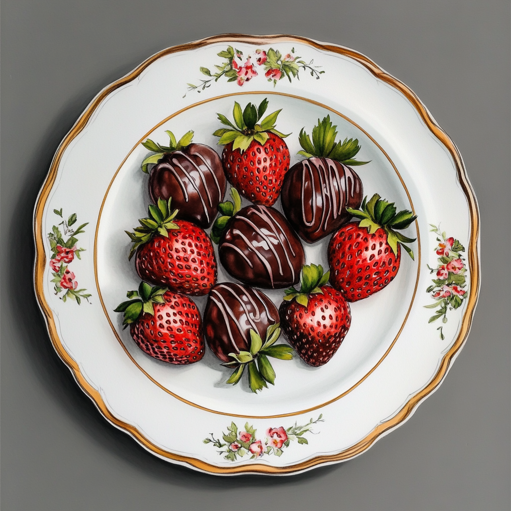 Chocolate Covered Strawberries on Elegant White Plate