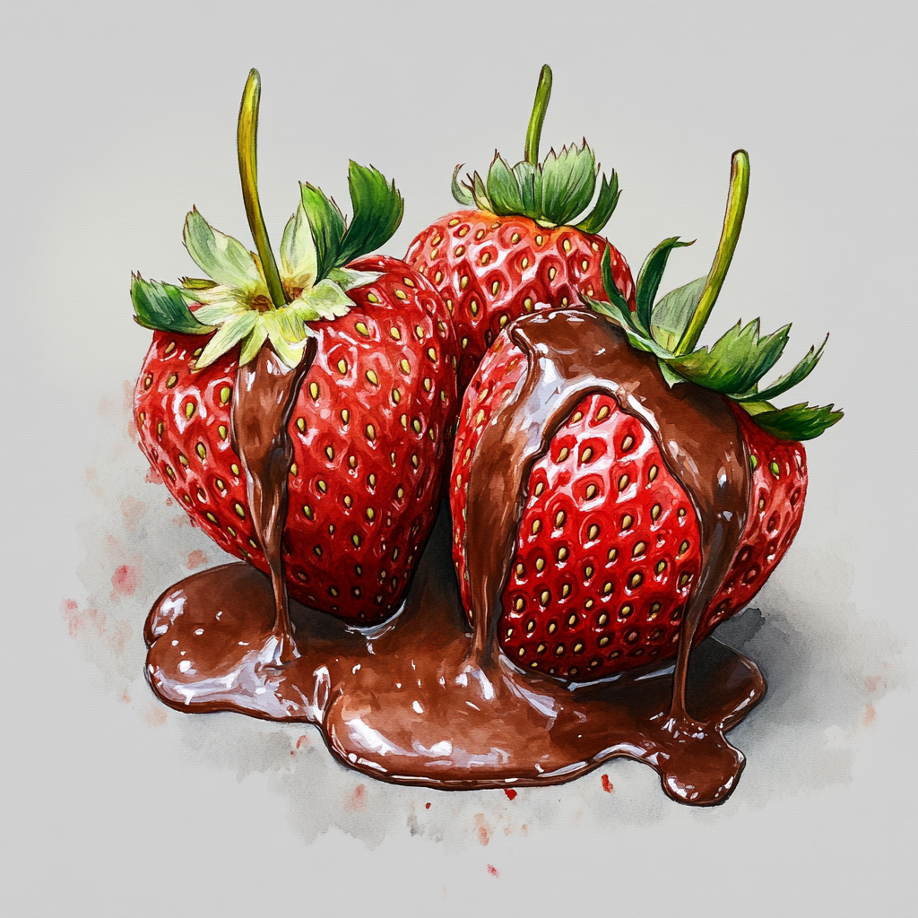 Chocolate Strawberries Composition on Gray Background