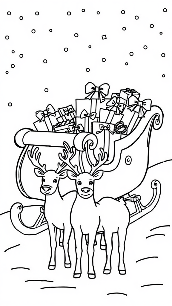 Christmas Delivery: Sleigh full of presents, reindeer waiting