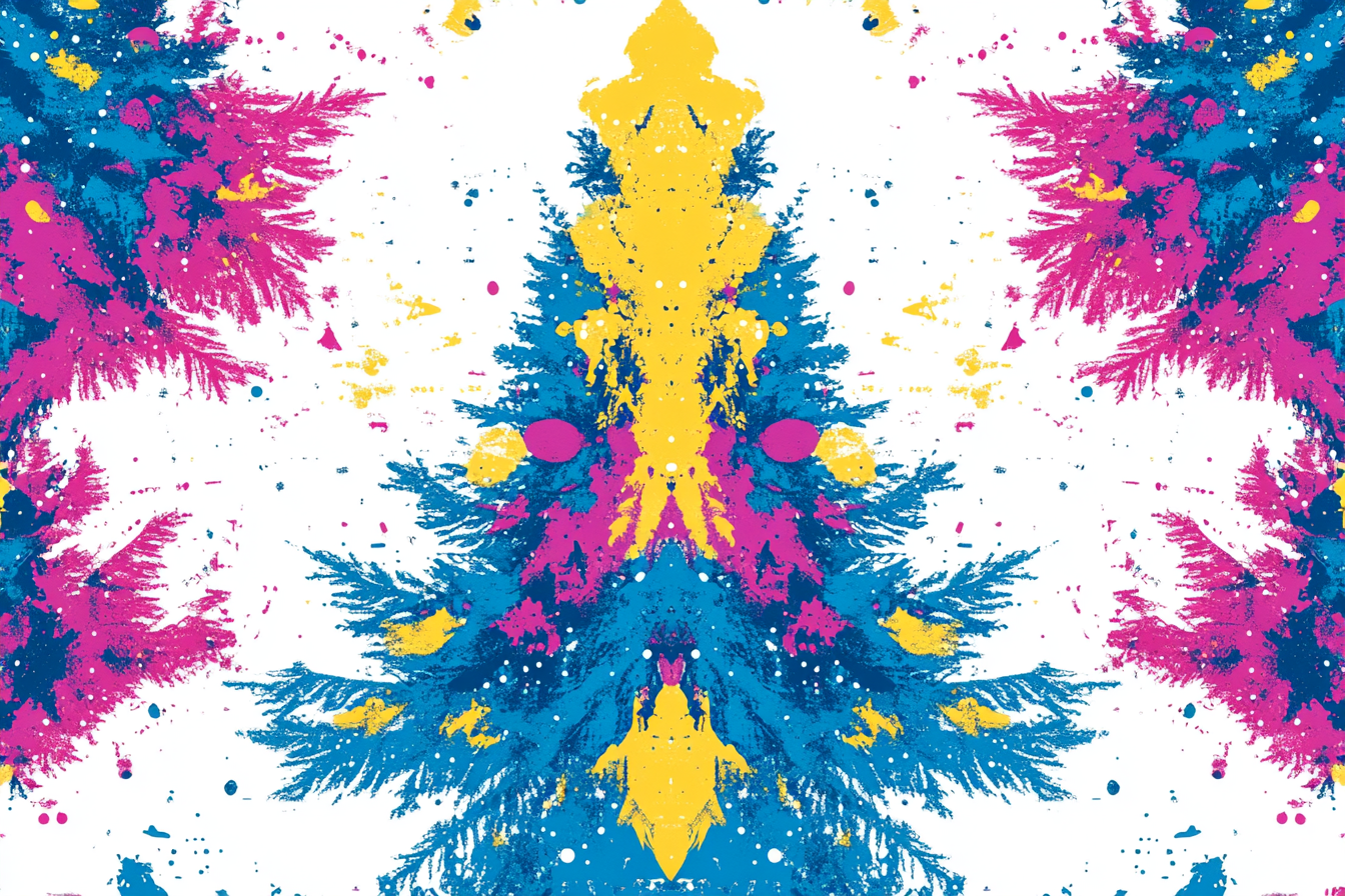 Christmas party invite with rorschach test art