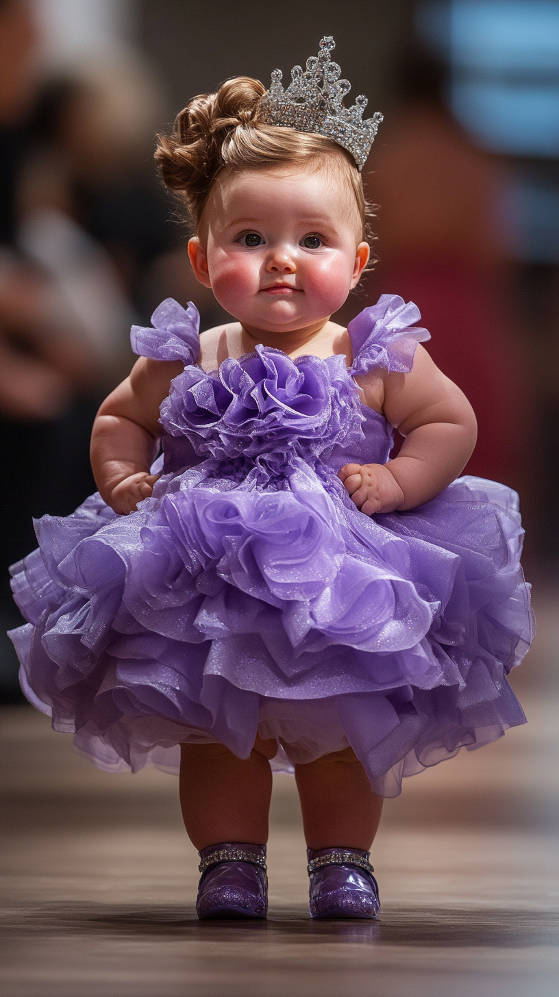 Chubby Baby in Princess Dress Strutting Down Runway