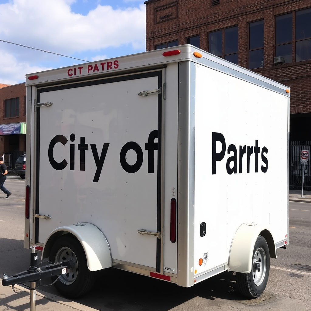 City of Parts trailer moving with name printed on.