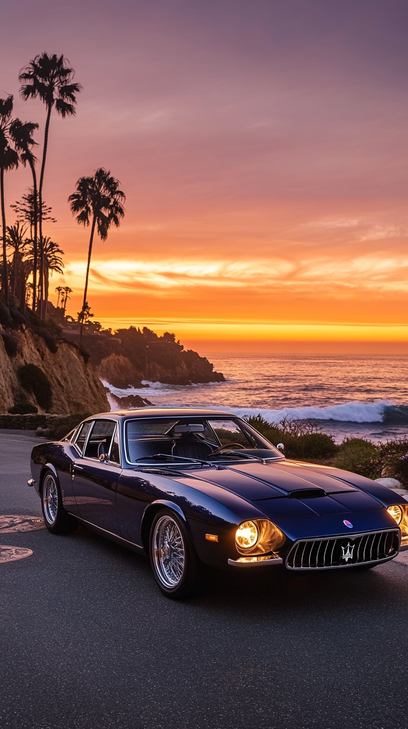 Classic 1972 Maserati Ghibli on Coastal Road