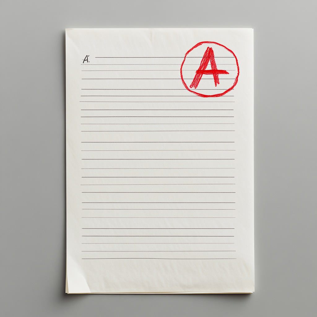 Clean white paper with handwritten A+ grade