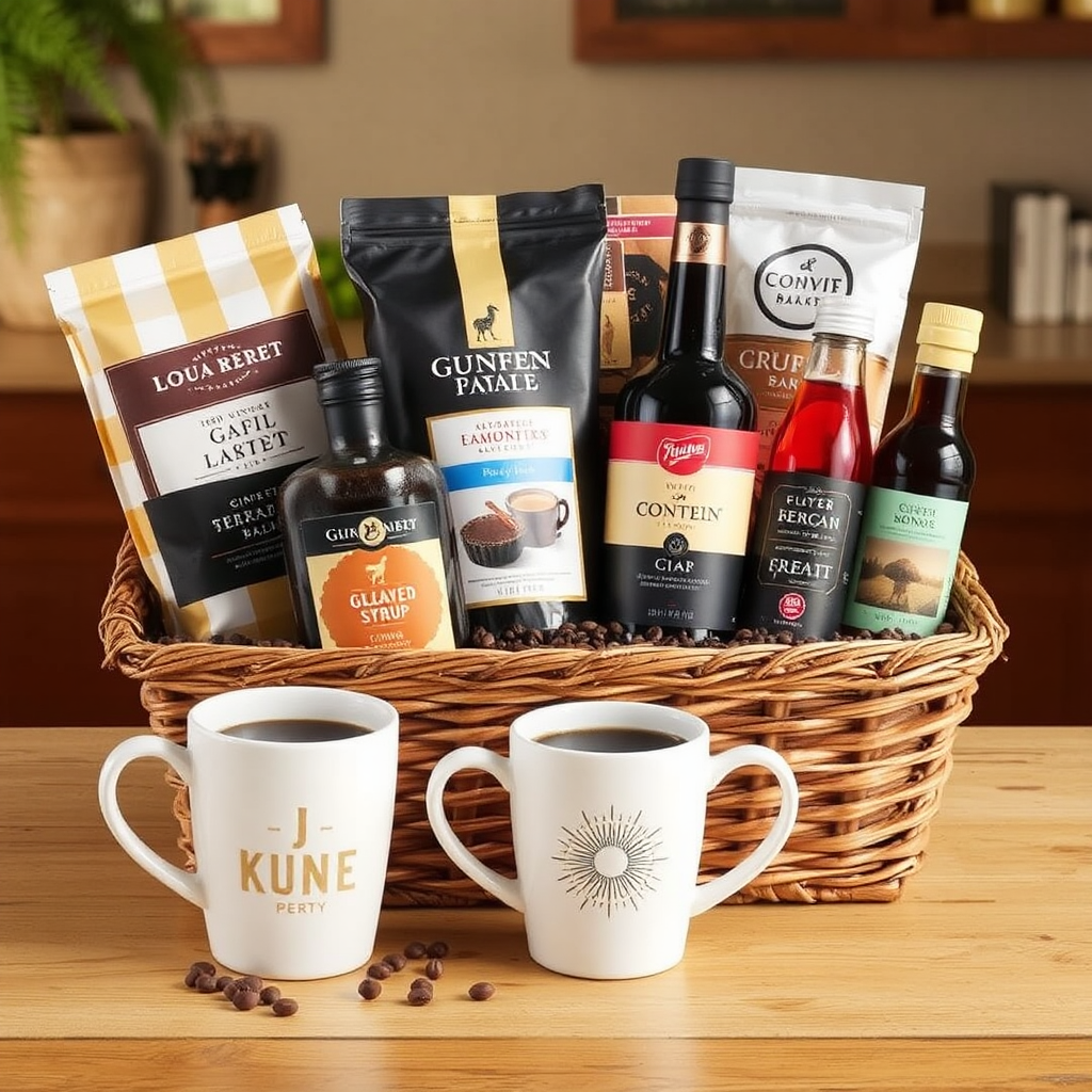 Coffee Lover’s Basket: Energizing blend for home brewing.