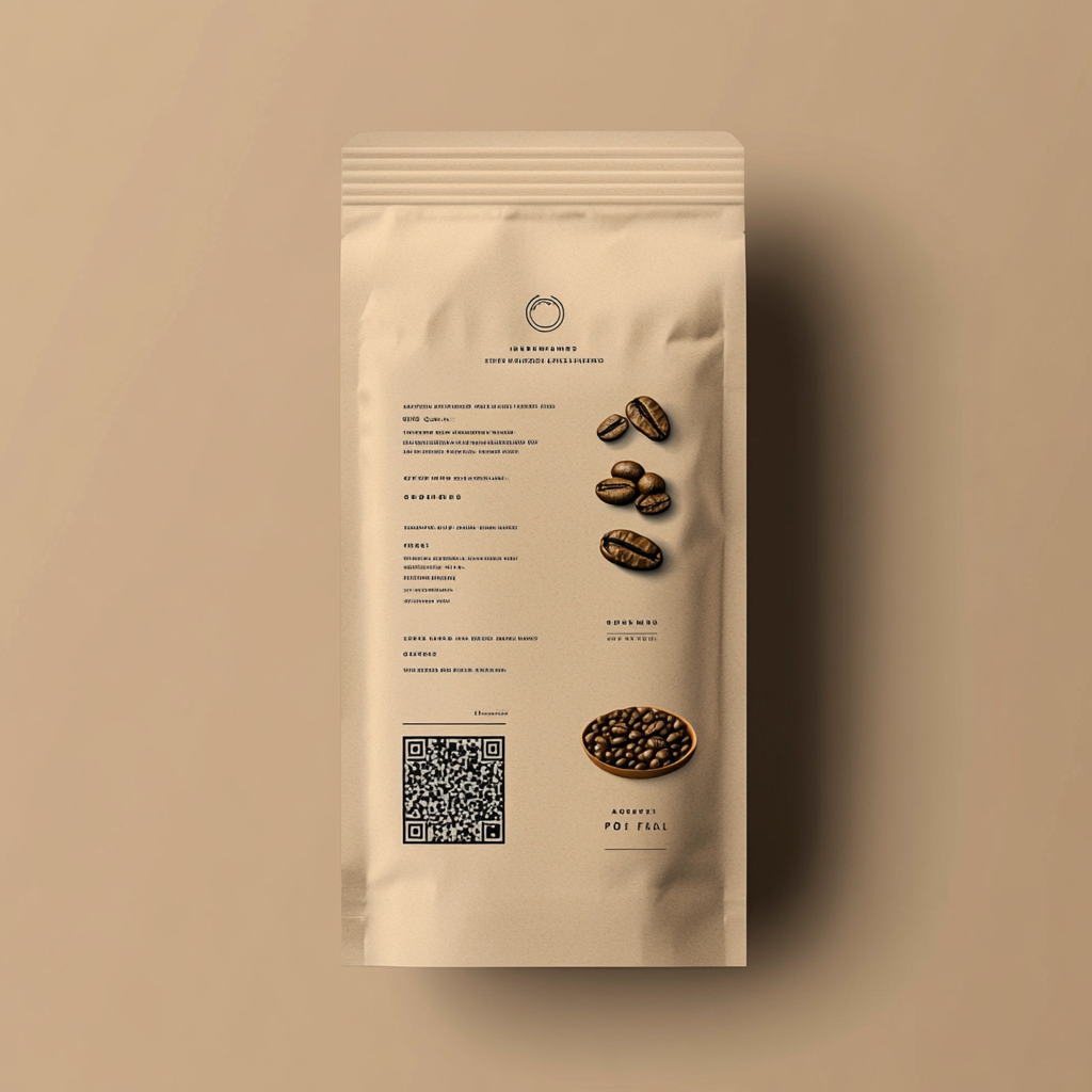 Coffee bag sticker design with essential details for premium coffee