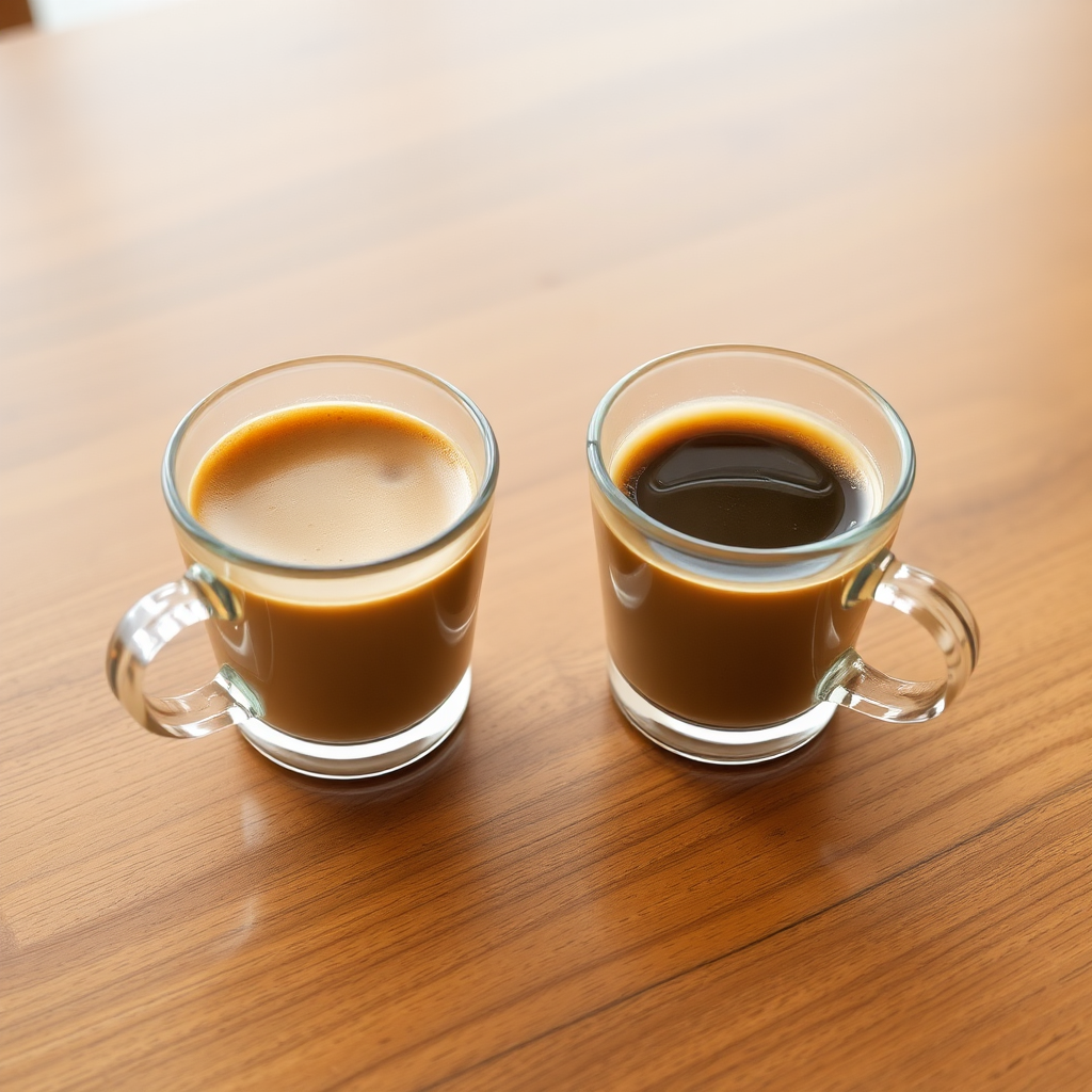 Coffee cups on table.