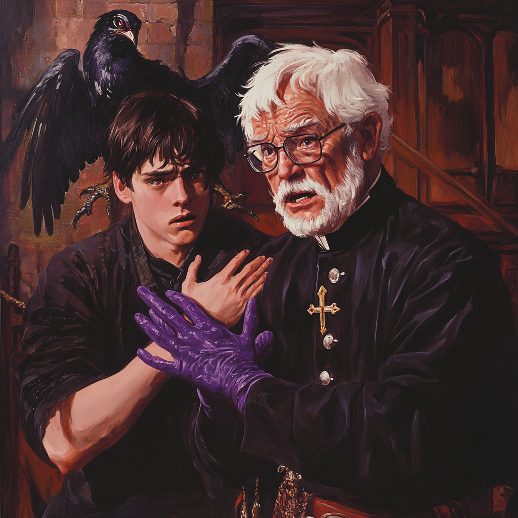 Colonel Sanders as Priest and Noble Choked by Ghost.