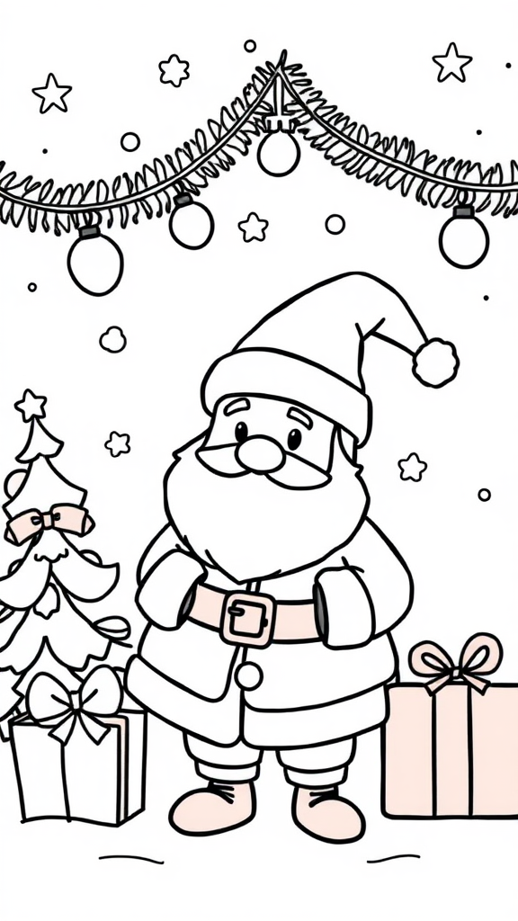 Color Christmas cartoon lines on white background.