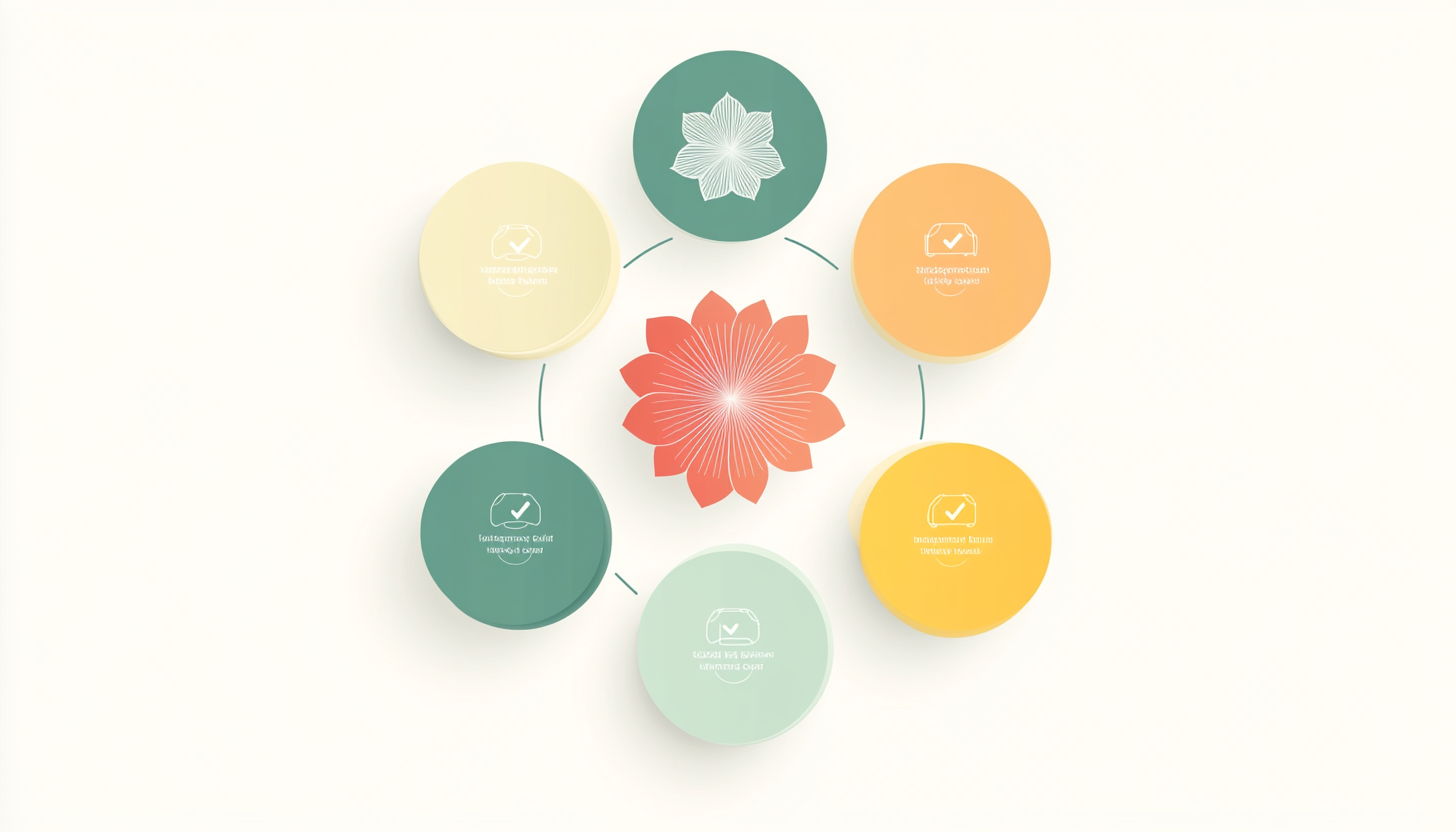 Colorful Circular Infographic with Checkmark Icons Floral Theme