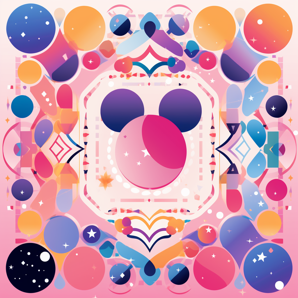 Colorful Disney card back with vibrant geometric shapes