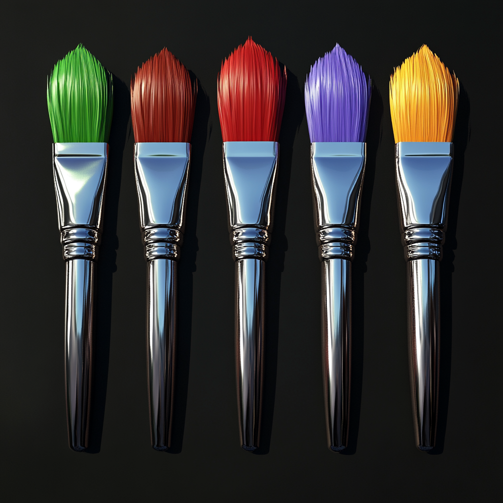 Colorful Paintbrushes in Pixar 3D Style